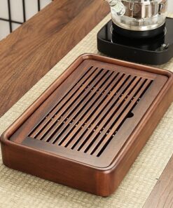 Khay trà gỗ óc chó đựng ấm chén trà cỡ nhỏ đối ẩm 26x19cm bền đẹp