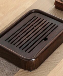 Khay trà gỗ gụ đựng ấm chén cỡ nhỏ pha trà đối ẩm 26x19cm đẹp KTG25.