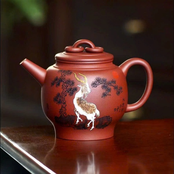 Ấm tử sa đất cũ Nghi Hưng dáng tập ngọc Tùng dương diên thọ 230ml ATS53 - Ảnh 2