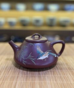 Ấm tử sa đất cũ Nghi Hưng tử nê thạch biều "Thanh trúc linh điểu" 260ml ATS122