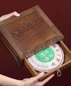 khay đựng trà phổ nhĩ loại bánh tròn bằng gỗ cánh gà bền đẹp loại 1 ngăn