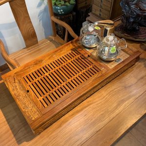 bàn pha trà điện thông minh gỗ hương kèm bếp tự động thủy tinh đẹp KamJove G9 90x44cm