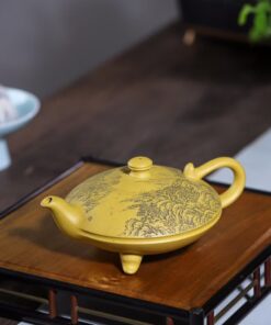 bình trà tử sa hư biến đoàn nê đất cũ khắc sơn thủy thủ công 500ml quần ẩm đẹp.