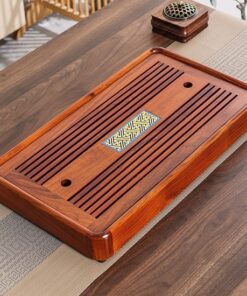 khay trà gỗ hương đựng ấm chén dạng hộp dài 47x26cm KTG06