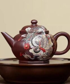 Ấm tử sa Nghi Hưng lục phương khắc Long Phụng 300ml ATS254