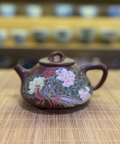 Ấm tử sa đất cũ Nghi Hưng thạch biều "Mẫu đơn phú quý" 240ml ATS409