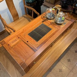 bàn pha trà bằng điện gỗ hương đá có ngăn kéo để đồ kèm bếp đun tự động G9 104x50cm