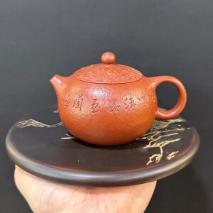 Ấm trà tây thi tử sa nguyên khoáng chuẩn khắc trúc đẹp 180ml pha trà ngon.