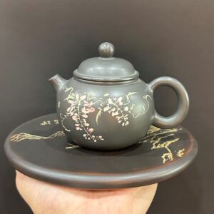ấm dung thiên hoả biến pha trà ngon gốm nê hưng khắc hoa thủ công đẹp công năng tốt 230ml.