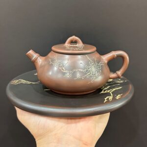 ấm pha trà cao cấp thạch biều khắc đào thủ công đẹp 220ml công năng tốt pha trà ngon.