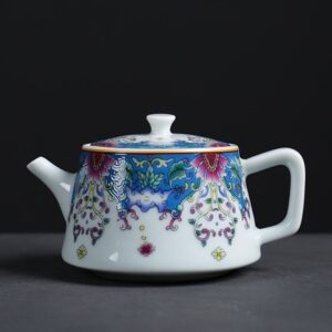 ấm trà sứ cảnh đức vẽ tay hoa pháp lam pha trà đạo ngon 250ml AS19