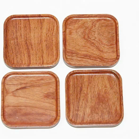 Lót chén trà gỗ hương viền vuông 7x7cm LC25 - Ảnh 3