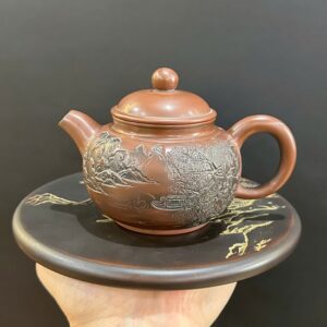 Ấm tử sa biển phúc khắc sơn thuỷ thủ công hỏa biến nâu đẹp công năng tốt pha ngon 250ml.
