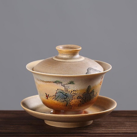 tiềm trà sứ cảnh đức vẽ tay sơn thủy thủ công 140ml pha trà ngon men lên đẹp