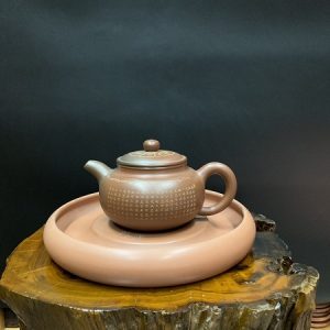 Thuyền trà dưỡng ấm tử sa hỏa biến đỏ họa tiết kê ấm trà đẹp 20,5x3cm