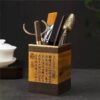 Bộ dụng cụ pha trà gỗ hương họa thơ KH04