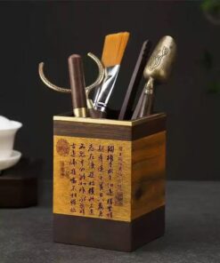 Bộ dụng cụ pha trà gỗ hương họa thơ KH04