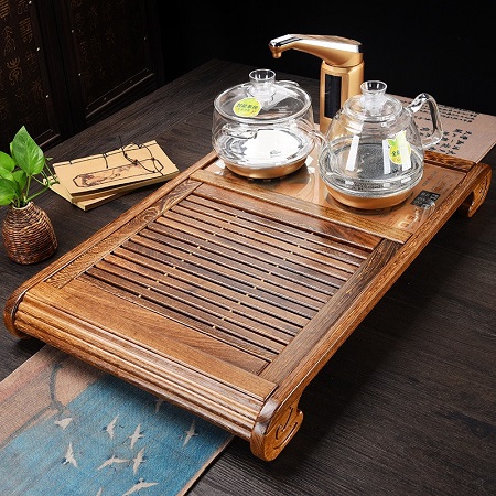 Bàn trà điện KamJove gỗ cánh gà kèm bếp đun tự động G9 66x41cm bơm nước tự ngắt bền đẹp.