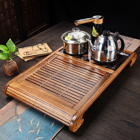 Khay pha trà đa năng gỗ cánh gà kèm bếp đun nước K9 66x41cm KJ509