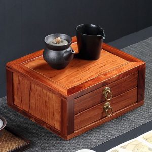 Hộp đựng trà phổ nhĩ bằng gỗ hương loại 2 ngăn bảo quản tốt HPN22