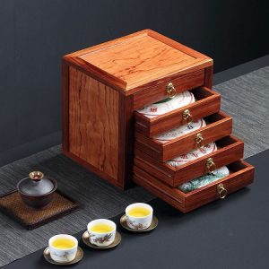 Hộp đựng trà phổ nhĩ bằng gỗ hương cao cấp loại 5 ngăn bền đẹp HPN25