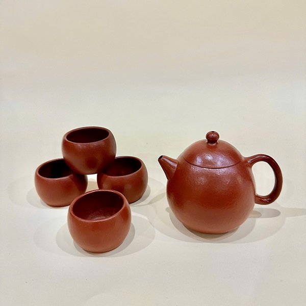 Bộ ấm tử sa đất cũ Nghi Hưng Đại hồng bào Long đán (kèm 4 chén) ATS504 - Ảnh 2