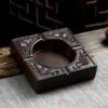 Gạt tàn bằng gỗ gụ nguyên khối ngũ phúc lâm môn vuông 16x4.5cm GTG07.