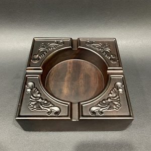 Gạt tàn bằng gỗ gụ nguyên khối ngũ phúc lâm môn vuông 14x5cm bày bàn trà đẹp