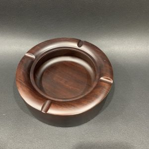 Gạt tàn thuốc bằng gỗ gụ tròn trơn để bàn trà đẹp 13x4.5cm GTG01