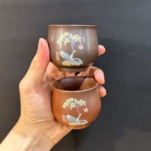 Ly trà chủ tử sa cao cấp nê hưng hỏa biến khắc hoa đẹp 120ml uống trà ngon.