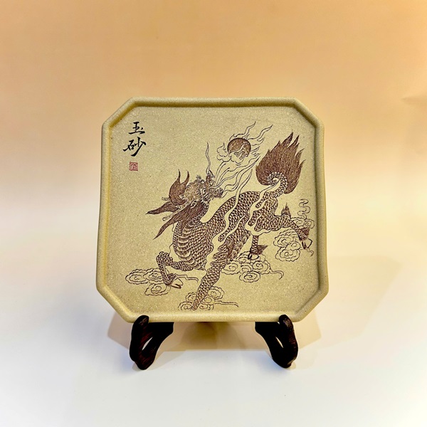 Đế ấm trà tử sa đất cũ đoàn nê Hỏa Kỳ Lân 15x15x1 - DC95 - Ảnh 2