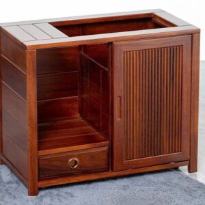 Bàn trà di động kèm bếp đun nước pha trà tự động gỗ hương cao 48cm mặt 58x30cm.
