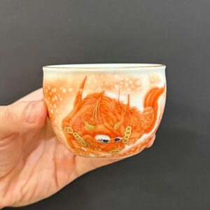 Ly trà chủ sứ cảnh đức cao cấp phấn thái vẽ tay kỳ lân đẹp 120ml CS53.