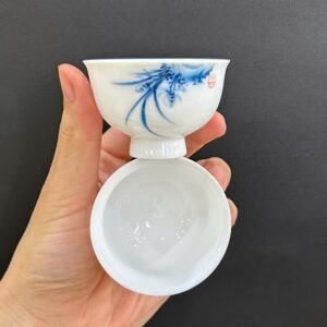 Ly trà sứ cảnh đức vẽ hoa lan làm chén uống trà ngon nhỏ đẹp 50ml CS18.