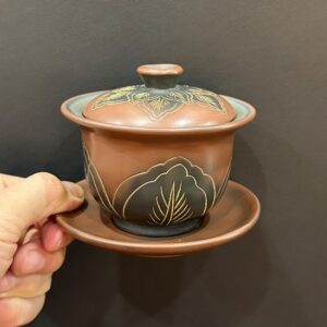 Tiềm trà tử sa nê hưng làm chén khải pha trà cỡ nhỏ đẹp 150ml họa tiết hoa sen.
