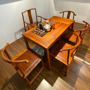 Bộ bàn ghế uống trà kiểu trung quốc gỗ hương lào 1m2 làm trà thất cỡ nhỏ đẹp.
