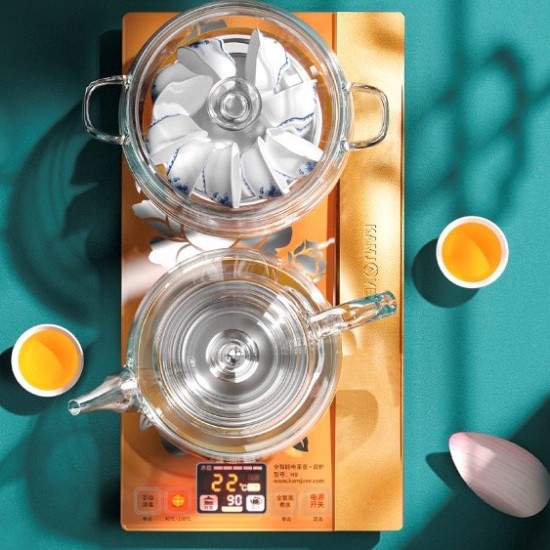 bộ bàn trà điện đun nước pha trà tự đông bơm bên trong thủy tinh KamJove H9.