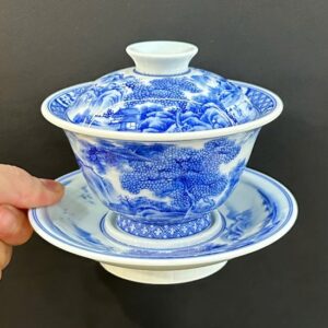 Chén khải sứ cảnh đức vẽ tay sơn thủy hữu tình thủ công 180ml pha trà ngon.