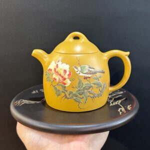 Ấm trà tử sa đất cũ nguyên khoáng đoàn nê tần quyền chim hoa đẹp 210ml ATS217.