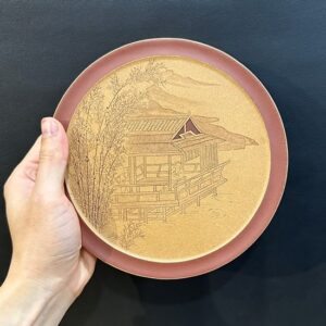 Đế kê ấm trà tử sa nguyên khoáng đất cũ thủ công dáng đôn đẹp 18.2x3.5cm.