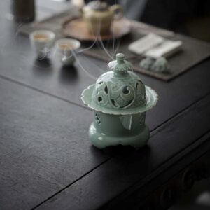 Lư đốt trầm bằng sứ gốm men lam cao cấp thủ công đẹp LS05.