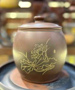Hũ trà tử sa Nê Hưng Liên hoa mầu nâu HT70