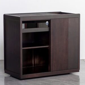 Bàn trà di động gỗ gụ mặt đá cao 70cm mặt 76x40cm.