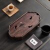 Khay đựng ấm chén bằng gỗ gụ dạng hộp cỡ nhỏ hình sen cá đẹp 32x15cm KTG13.