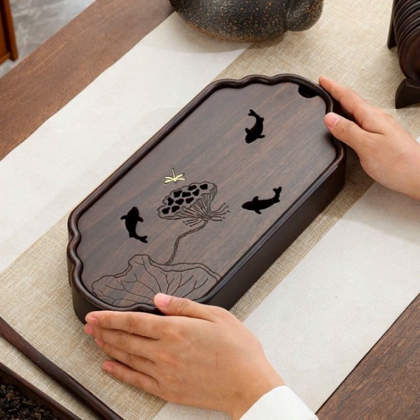 Khay dung am chen bang go gu dang hop co nho hinh sen ca dep 32x15cm KTG13 (3)