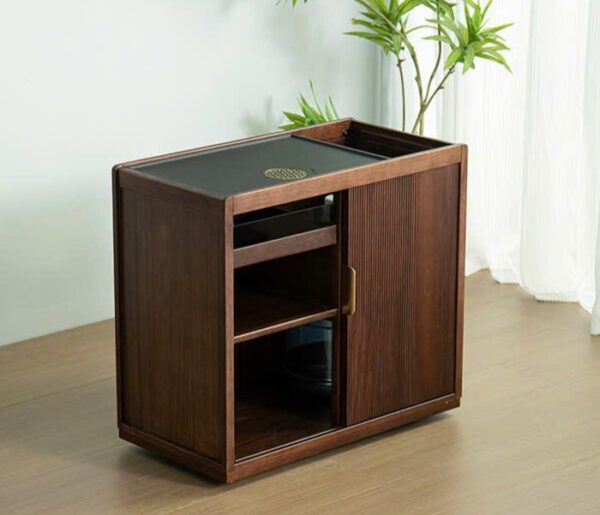 Bàn trà di động mặt đá kèm bếp đun nước pha trà đa năng cao 70cm mặt 76x40cm.