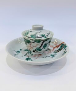 Chén khải cảnh đức cao cấp men ngũ thái vẽ tay hoa nở đẹp 150ml AS77