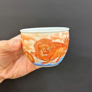 Chén chủ sứ phấn thái cảnh đức cao cấp vẽ tay kỳ lân đẹp 120ml CS53.