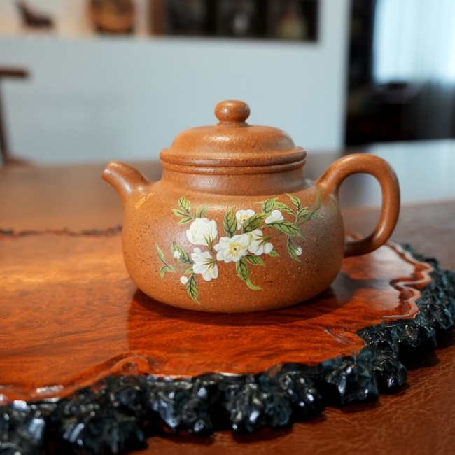 Am Tu Sa Dat Cu Giang Ba Ne Hoa Hoa Mau Don 250ml ATS523 (1) Ấm Tử Sa Đất Cũ Giáng Ba Nê Hoạ Hoa Mẫu Đơn 250ml ATS523