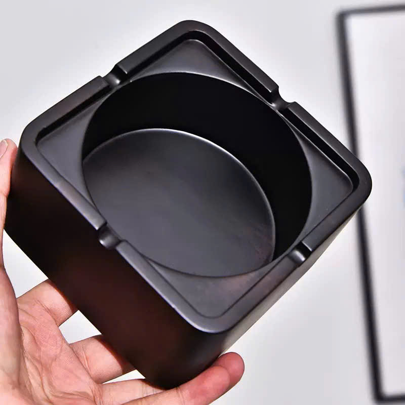 Gạt Tàn Gỗ Gụ Dáng Vuông Có Nắp Cao7.5x12cm GTG09 - Ảnh 4